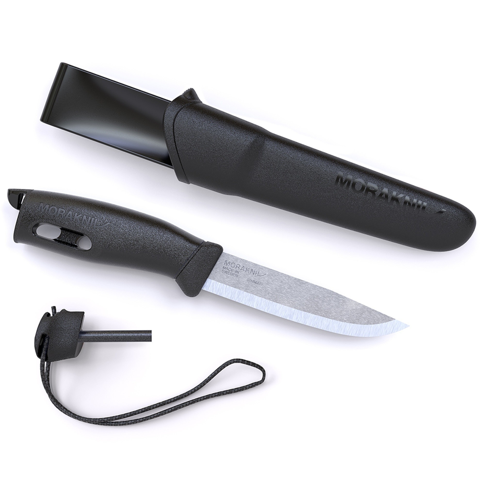 Morakniv Stainless Steel Fixed 4.1in. Drop Point Blade Knife with Rubber Handle and Spark Starter, Model# M-13567
